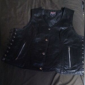 Highway Leather Black Vest With Gun Holster Inside Pockets